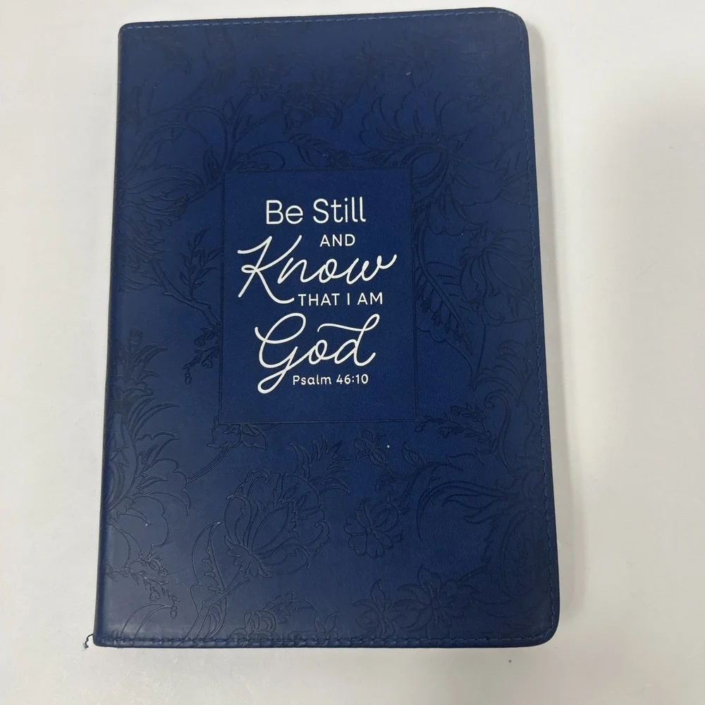 Be Still And KNOW, Navy Faux Leather Journal Christian Art Gifts Journal